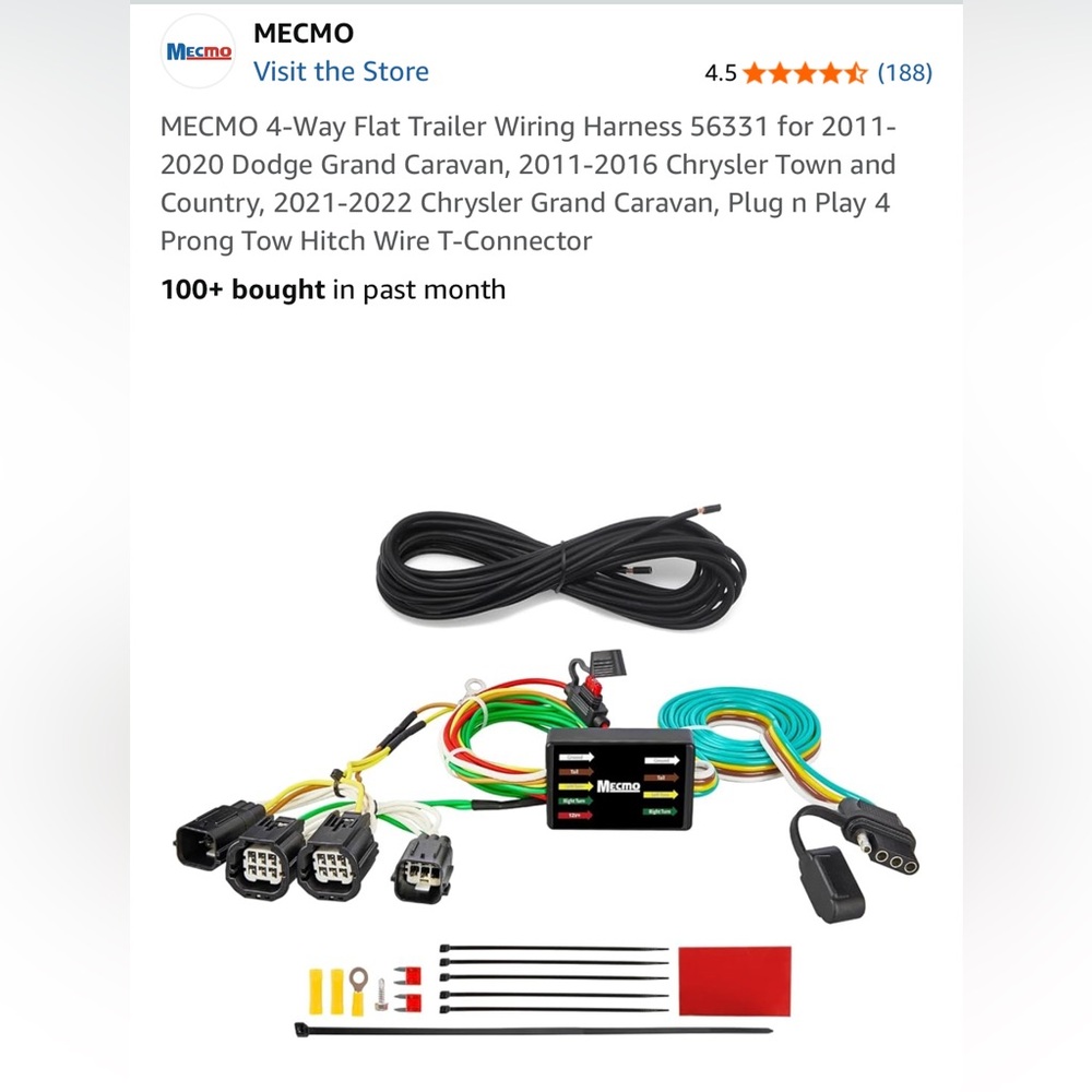 MECMO 4-Way Flat Trailer Wiring Harness 56331